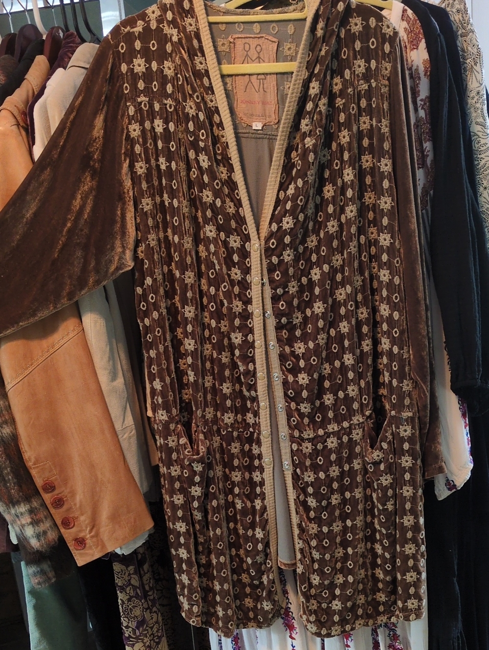 Johnny Was Soft Silk Velvet Hooded Jacket. Large